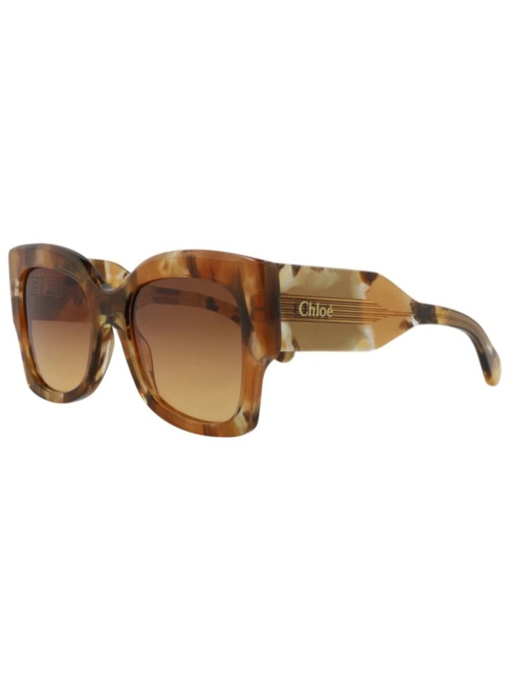 New Chloé Women's Sunglasses Square Rectangle Recycled Acetate Frame Havana